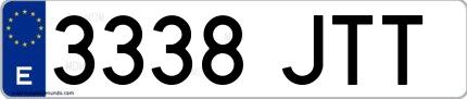 Ejemplo de matrícula española 3338 JTT