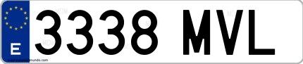 Ejemplo de matrícula española 3338 MVL