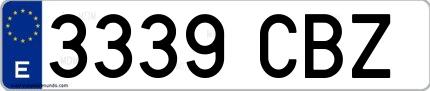 Ejemplo de matrícula española 3339 CBZ