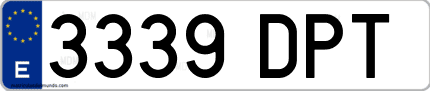 Ejemplo de matrícula de coche ordinaria 3339 DPT