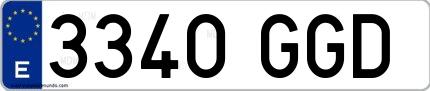 Ejemplo de matrícula española 3340 GGD