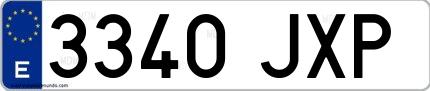 Ejemplo de matrícula española 3340 JXP