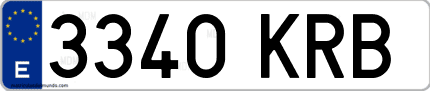 Ejemplo de matrícula de coche ordinaria 3340 KRB
