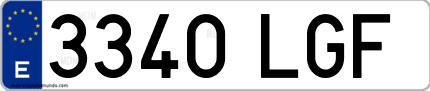 Ejemplo de matrícula de coche ordinaria 3340 LGF