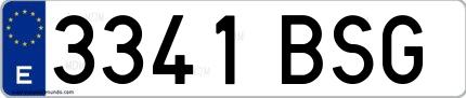 Ejemplo de matrícula española 3341 BSG