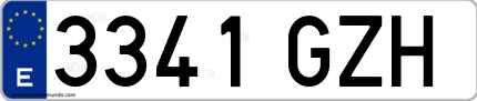 Ejemplo de matrícula de coche ordinaria 3341 GZH