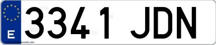 Ejemplo de matrícula española 3341 JDN
