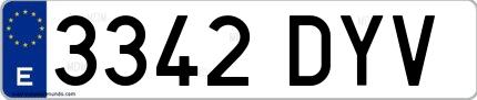 Ejemplo de matrícula española 3342 DYV