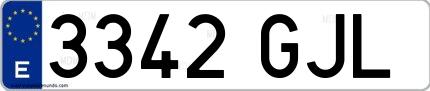Ejemplo de matrícula española 3342 GJL