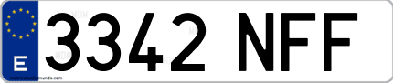 Ejemplo de matrícula de coche ordinaria 3342 NFF