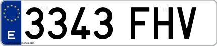 Ejemplo de matrícula española 3343 FHV