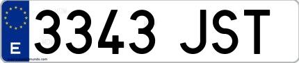 Ejemplo de matrícula española 3343 JST