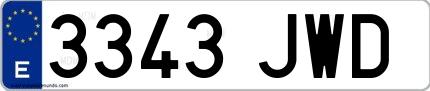 Ejemplo de matrícula española 3343 JWD