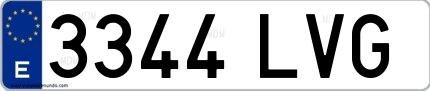 Ejemplo de matrícula española 3344 LVG