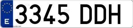 Ejemplo de matrícula española 3345 DDH