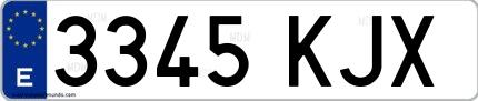 Ejemplo de matrícula española 3345 KJX