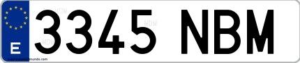 Ejemplo de matrícula española 3345 NBM