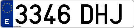 Ejemplo de matrícula de coche ordinaria 3346 DHJ