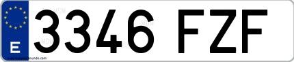 Ejemplo de matrícula española 3346 FZF