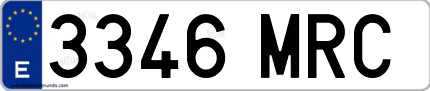 Ejemplo de matrícula de coche ordinaria 3346 MRC