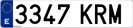 Ejemplo de matrícula de coche ordinaria 3347 KRM