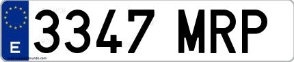 Ejemplo de matrícula española 3347 MRP