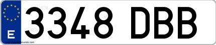 Ejemplo de matrícula española 3348 DBB