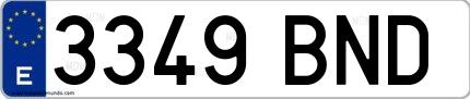 Ejemplo de matrícula española 3349 BND