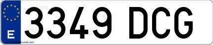 Ejemplo de matrícula española 3349 DCG