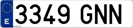 Ejemplo de matrícula española 3349 GNN