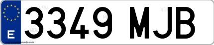 Ejemplo de matrícula española 3349 MJB