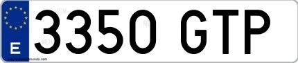Ejemplo de matrícula española 3350 GTP