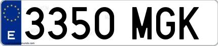 Ejemplo de matrícula española 3350 MGK