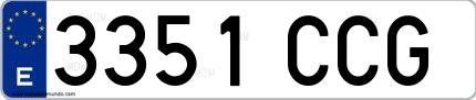 Ejemplo de matrícula española 3351 CCG