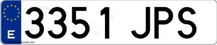 Ejemplo de matrícula española 3351 JPS