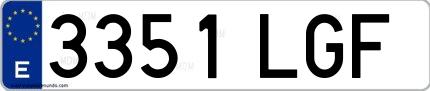 Ejemplo de matrícula española 3351 LGF