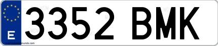 Ejemplo de matrícula española 3352 BMK