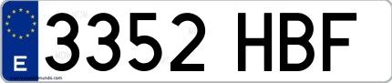 Ejemplo de matrícula española 3352 HBF