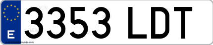 Ejemplo de matrícula de coche ordinaria 3353 LDT