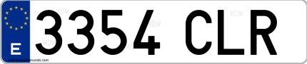 Ejemplo de matrícula española 3354 CLR