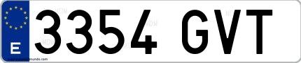 Ejemplo de matrícula española 3354 GVT