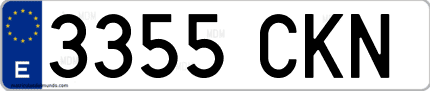 Ejemplo de matrícula de coche ordinaria 3355 CKN