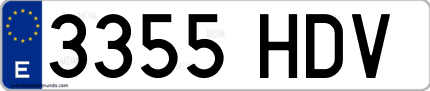 Ejemplo de matrícula de coche ordinaria 3355 HDV