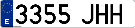 Ejemplo de matrícula de coche ordinaria 3355 JHH