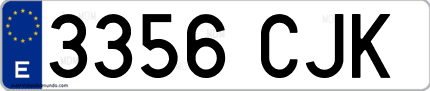Ejemplo de matrícula de coche ordinaria 3356 CJK