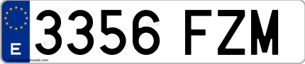 Ejemplo de matrícula de coche ordinaria 3356 FZM