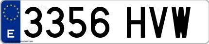 Ejemplo de matrícula española 3356 HVW