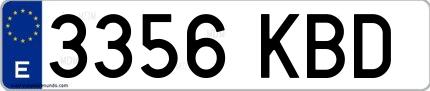 Ejemplo de matrícula española 3356 KBD