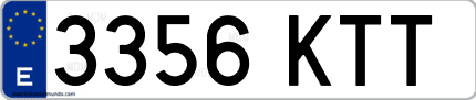 Ejemplo de matrícula de coche ordinaria 3356 KTT