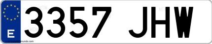 Ejemplo de matrícula española 3357 JHW